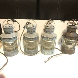 4 Vintage Ankerlicht Nautical Ship Lanterns Electrified
