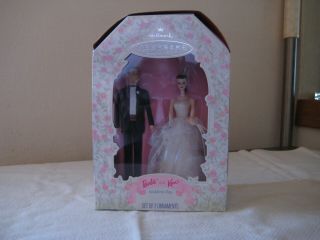 Nib Vintage 1997 Hallmark Keepsake Barbie And Ken Wedding Day 2 Ornament Set