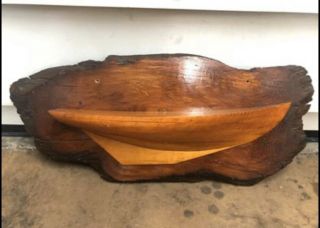 Vintage Hand Made Crafted Carved Half Hull Boat Ship Model Wall Mount Folk Art