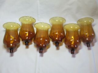 6 Vintage Amber Glass Votive Candle Holder 5.  5 " Tall Made In Mexico