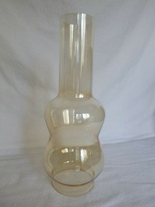 Vintage Amber Glass Oil Lamp Chimney 10.  5 " X 3 "