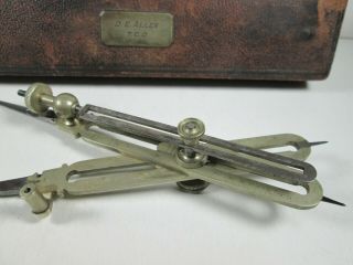 1800s Drafting Proportional Divider,  L.  Casella,  London W/ Leather Case & Plaque