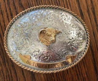Montana Silversmiths Sterling Silver Plate Western Belt Buckle 86 Top Cut Pres