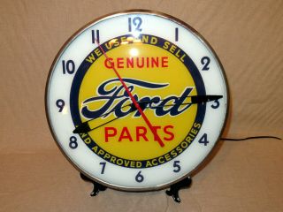Vintage Pam Lighted Advertising Clock For " Ford Parts ",  1940s