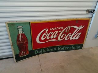 1937 Ultra Rare Vintage Coca Cola Tin Sign 72 " X 30 " Coke Dated 2/37