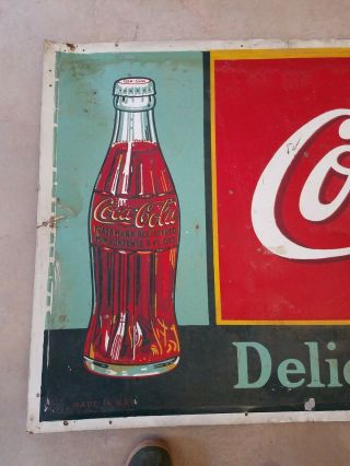 1937 Ultra Rare Vintage Coca Cola Tin Sign 72 