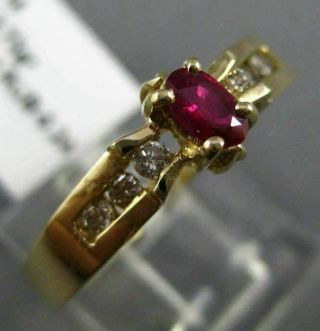 Estate.  36ct Diamond & Ruby 14kt Yellow Gold 3d Classic Friendship Promise Ring