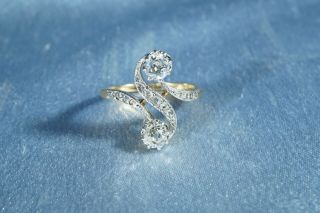 ANTIQUE FRENCH VICTORIAN 18K GOLD OLD CUT DIAMOND ' TOI ET MOI ' RING 2