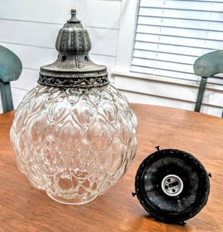 Vintage Gwtw Swag Clear Quilt Glass Lamp Light Globe Ball Shade