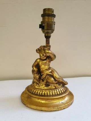 Vintage Antique Gold Gilt Georgian Classical Rococo Style Plaster Table Lamp