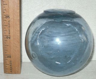 Vtg Japanese Classic Blue Blown Glass Buoy Round Ball Fishing Float