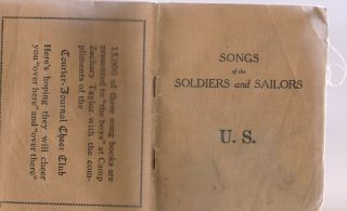 Songs Of The Soldiers And Sailors,  1917 First Edition - Unique Canvas Cover
