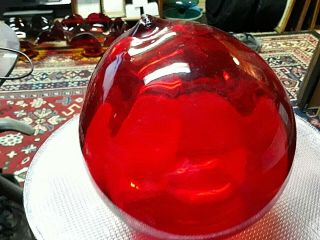 Vintage Ruby Red Art - Glass 6 " Fishing Float Buoy Hand Blown