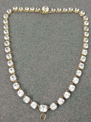 Antique Art Deco Sterling Silver Rock Crystal Open Back Necklace