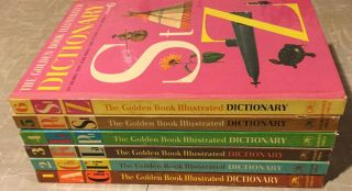 Set Vintage 1961 The Golden Book Illustrated Dictionary Volumes 1 To 6 Complete