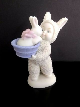 Dept 56 Snowbabies/ Snowbunnies " Bunny In A Basket " Figurine Euc