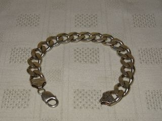 Heavy Vintage Sterling Silver Flat Curb Link Bracelet Chain - 8.  5 " - 56.  7g