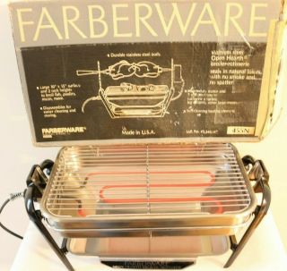 Vintage Farberware Open Hearth Electric Broiler Rotisserie Grill 455n