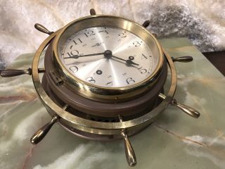 Vintage Usa Howard Miller Heavy Brass 4 Jewels Ship’s Bell Striking Clock