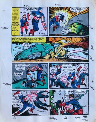 Jack Kirby Joe Simon Captain America 2 Pg 36 Hand Colored Art Theakston 1989