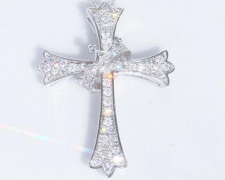 1ct 100 Natural Diamond 10k White Gold Cluster Cross Necklace Pendant Pwg126 - 6