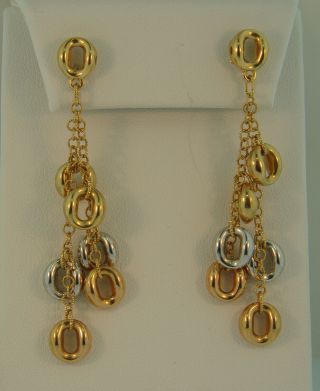 Roberto Coin 18k Gold Tri - Color Long Dangling Earrings