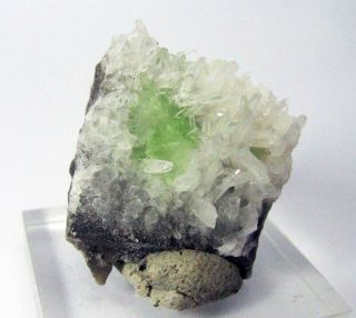 Augelite Light Green Crystals On Quartzs As Matrix From Peru.  Thumbnail Piece