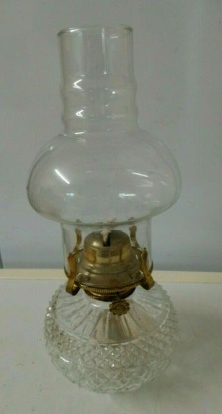 Vintage Clear Glass Parrafin Oil Lamp Patterned Base 30 Cm Lamp Light Farms F1