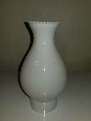 Vintage White Glass Chimney Globe Shade For Oil Kerosene Lamp 2 1/2 In Fitter