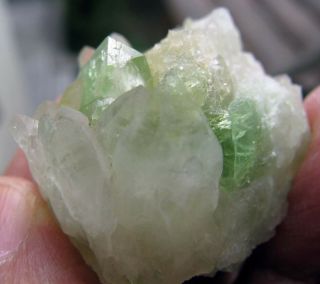 Augelite Light Green Crystals And Clear Quartzs From Peru. .  Big Crystal