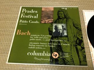 Casals Lp Prades Festival Vol 6 Bach Sonata No 3 60 