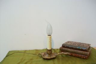 Vintage French Brass Bronze Chamber Lamp 12