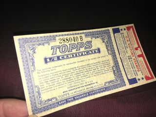 Vintage 1940s Topps Chewing Gum Certificate For Ww 2 Victory Stamps,  Merchandise