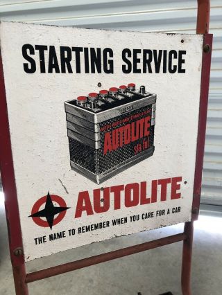 Vintage 1960 ' s Autolite Batteries Cart Ford Gas Station Sign Shelby Cobra 3