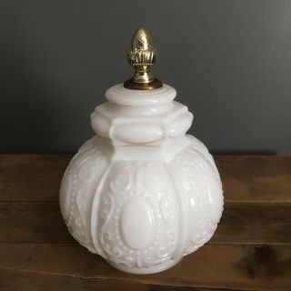 Vintage White Milk Glass Embossed Scroll Lamp Ceiling Light Shade Globe Art Deco