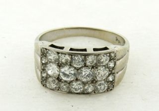 Art Deco 22 Old Mine Cut Diamonds 14k White Gold Unisex Ring