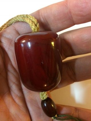 Fine Late Qing Dynasty Chinese Tibetan Large Cherry Amber Pendant Bead