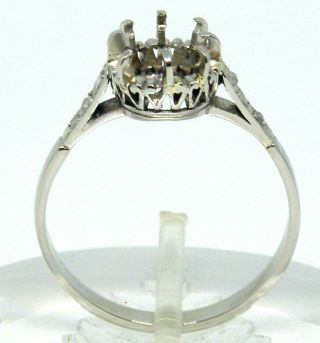 Antique Platinum Engagement Mounting Ring With Diamond