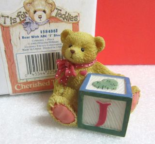 Cherished Teddies Bear With Abc " J " Block Miniature Figurine