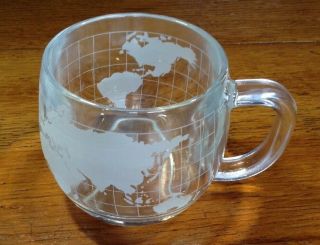 Vintage 1970s NESTLE Nescafe Glass World Globe Map Coffee Cup Mug 8oz 2
