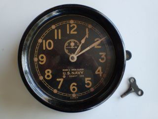 Wow Old 1943 Wwii Us Navy Ships Deck Clock Mark I 53647 Usn War Chelsea Bakelite