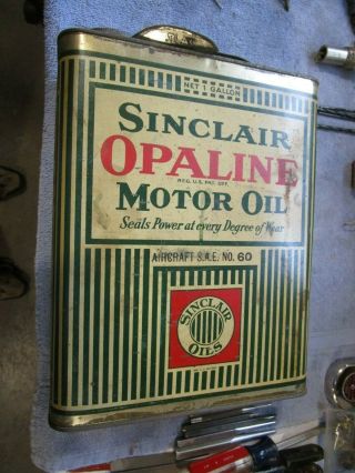 Vintage Sinclair Opaline Motor Oil 1 gal.  oil can Aircraft. 2