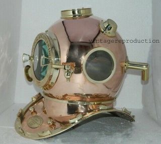 Copper Antique Diving Helmet Vintage 18 " Full Size Us Navy Mark V Marine Gift