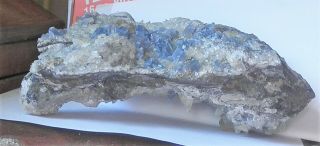 Blue Celestite & Yellow Calcite Crystals On Matrix - Both Sides - 7 " X 4.  5 " X 2 "