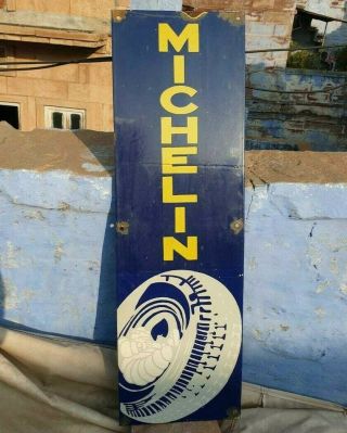 1930 ' s Old Antique Rare Michelin Tire Ad Porcelain Enamel Sign Board Collectible 2