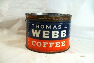 Vintage Thomas Webb Advertising Key Wind Coffee Tin Can General Store Display