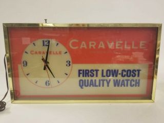 Vintage Bulova Caravelle Watch Lighted Clock Sign Modern Clock Advertising