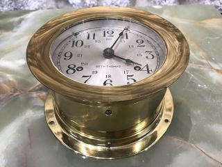 Vintage Usa Seth Thomas Heavy Brass 7 Jewels Ship’s Bell Striking Clock