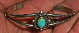 Vintage C.  1940 Navajo Sterling Silver Turquoise Bracelet Vafo