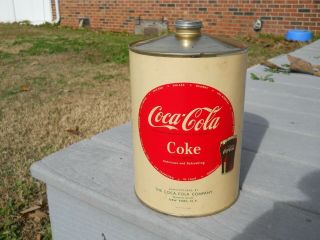 Coca Cola 1950s 1 Gallon Metal Syrup Can With Paper Label -
